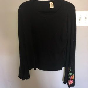black sweater with flowers